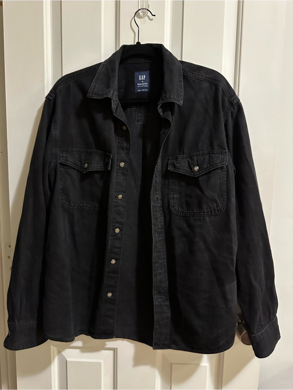 Gap washed black denim button down size medium